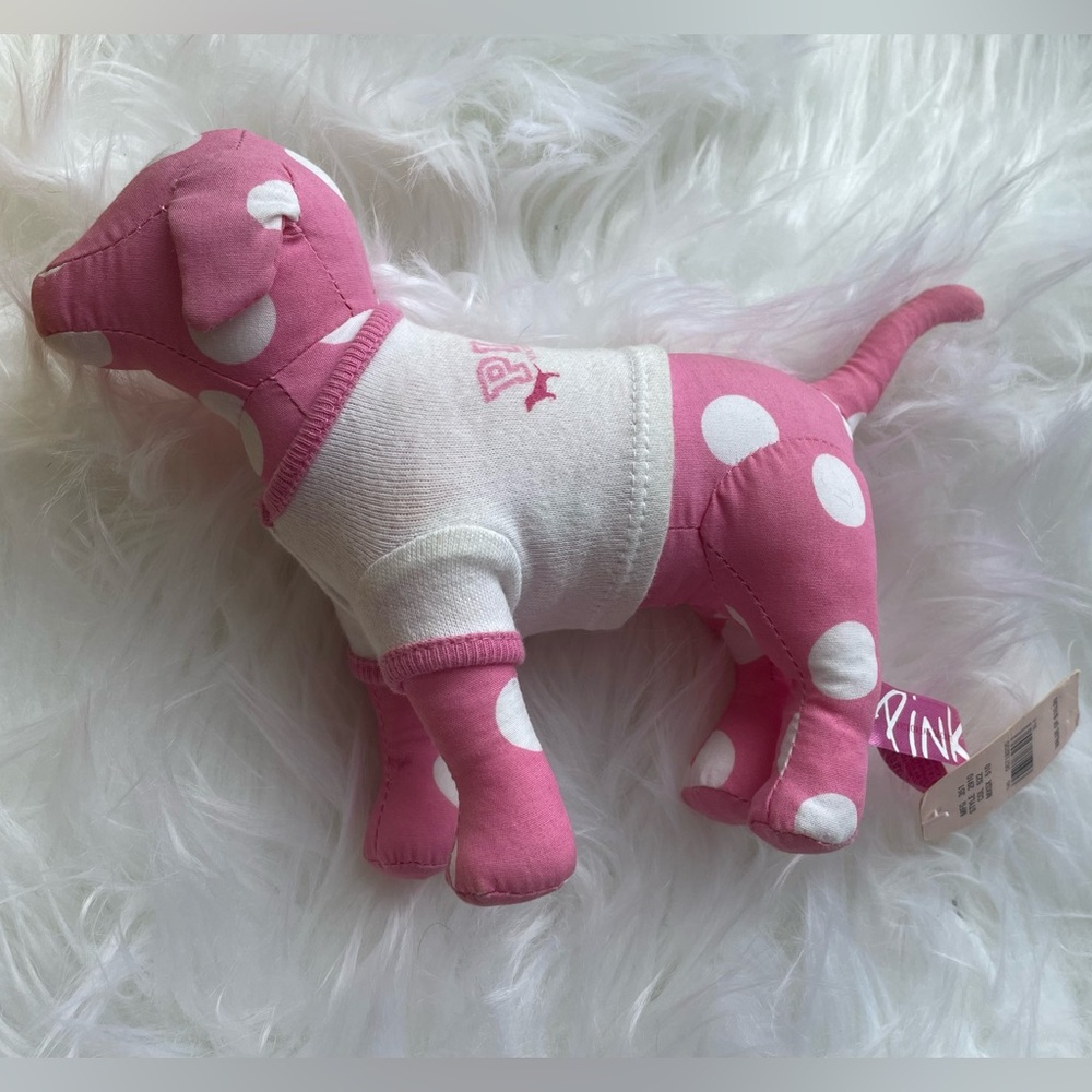 Victoria’s Secret PINK white & pink signature ‘86 collectible dog w/ shirt small